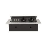 Gniazdo meblowe wpuszczane w blat z grubym rantem 2x2P+Z 3 porty USB srebrne OR-AE-1324/G ORNO