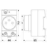 GSTH230 Gniazdo 230V na szynę TH z bolcem uziemiającym 2P+Z 87.35 OPATÓWEK