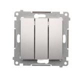 Simon 54 Przycisk potrójny z podświetleniem LED 10A szybkozłączka srebrny mat