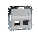 Merten, System M, ramka montażowa podwójna do gniazd RJ45 z polem opisowym i wbudowaną klapką, biały