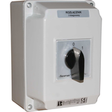 Łącznik Krzywkowy 15A, Rozłącznik 0-1 (4 - biegunowy),  w obudowie OB4 z czołem żółto/czerwonym