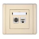 FLEXI Gniazdo antenowe poj. typu F (SAT) + gniazdo komp. poj. 1xRJ45, kat. 5e, 8-stykowe beżowy