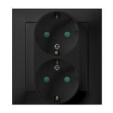 IMPRESJA Gniazdo podwójne z uziemieniem schuko z przesłonami torów prądowych, kompletne z ramką - ko