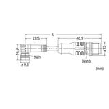 przewód do czujników/el.wykonawczych gniazdo prosteM8/wtyczka kątowaM12 1