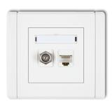 FLEXI Gniazdo antenowe poj. typu F (SAT) + gniazdo komp. poj. 1xRJ45, kat. 6 ekranowane, 8-stykowe b