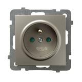 AS Gniazdo pojedyncze z uziemieniem z przesłonami torów prądowych - kolor satyna light