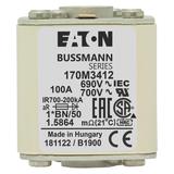 FUSE 100A 690V 1*BN/50 AR UC Wkładka szybka 100A AC 690V rozmiar 1 45x59x51 mm aR I 170M3412 EATON