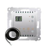Simon 54 Regulator temperatury z wyświetlaczem z czujnikiem zewnętrznym 16(2) A 230V srebrny mat *W
