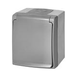 Gniazdo pojedyńcze 2P+Z AQUATIC PRO IP55, 16A, 230V AC, Szaro-Grafitowy OR-OE-7405/GR ORNO