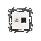 Simon 24 Gniazdo antenowe typu F + RJ45 kat.6 biały NASFRJ45.01/11