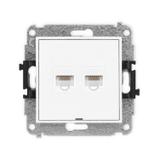 ICON Mechanizm gniazda komputerowego podwójnego 2xRJ45, kat. 5e, 8-stykowy, bez pola opisowego biały