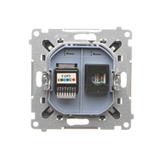 Simon 55 Gniazdo komputerowe RJ45 kategoria 5e + telefoniczne RJ12 Grafitowy mat T5F.01/116 KONTAKT