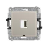 MINI Mechanizm ładowarki USB pojedynczej USB A, 5W max., 5V, 1A, bez pola opisowego taupe