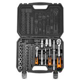 Klucze nasadowe 1/2", 1/4", zestaw 73 szt., CrV