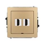 DECO Mechanizm gniazda podwójnego HDMI 2.0, bez pola opisowego złoty metalik