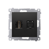 Simon 54 Gniazdo HDMI + RJ45 kat.6. czarny DGHRJ45.01/49 KONTAKT