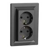 Asfora, gniazdo podwójne schuko, antracyt