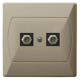 AKCENT Gniazdo antenowe typu F podwójne - kolor beżowy