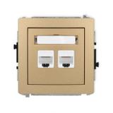 DECO Mechanizm gniazda komputerowego podwójnego 2xRJ45, kat. 6, 8-stykowy złoty metalik