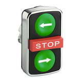 Harmony XB4 Przycisk potrójny zielony/STOP/zielony z samopowrotem metalowy lewo/STOP/prawo ZB4BA73133 Schneider