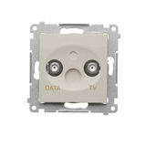 Simon 54 Gniazdo antenowe TV-DATA dwa porty F kaszmir mat DAD1.01/42