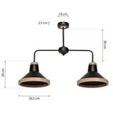 MILAGRO Lampa sufitowa SALMA BLACK / WOOD 2xE27