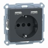 Merten, ładowarka USB i gniazdo schuko, 2,4A 16A, antracyt MTN2366-0414