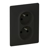 VALENA LIFE -  GNIAZDO 2X2P+Z  TYPU MONOBLOK Z PRZESŁONĄ CZARNE 16 A – 250 V~