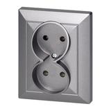 Gniazdo podwójne podtynkowe 2x2P Pearl, 16A, 250V, PT-5 P, antracyt OR-OE-7706/2P/A ORNO