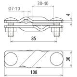 Zacisk SV do drutu 7-10/płask. 40 mm, St/tZn
