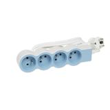 PRZEDŁUŻACZ STANDARD 4X2P+Z, Z PRZEWODEM 1.5 METRA 3X1.0 MM2 - BIAŁY/BŁĘKITNY, Legrand