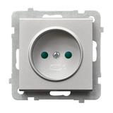 SONATA Gniazdo pojedyncze z przesłonami torów prądowych - kolor srebro mat