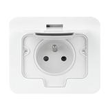 Hermetyczne gniazdo elektryczne prostokątne, IP55, 1x2P+Z(French), białe