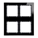 DECO Ramka modułowa 4 krotna (2 poziom, 2 pion) - efekt szkła (ramka czarna; spód czarny)