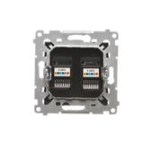 Simon 54 Gniazdo telefoniczne podwójne RJ12 czarny