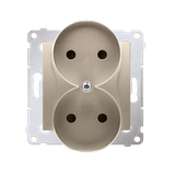 Simon 54 Gniazdo bez uziemienia z przesłonami podwójne 16A z. śrub. złoty mat *Do ramek S54 PREMIUM