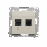 Simon 54 Gniazdo komputerowe RJ45 kategoria 5e + telefoniczne RJ12 kaszmir mat D5T.01/42
