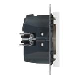 SUNO - Gniazdo płaskie 2P+Z - 16 A - z USB Typ - C - 1,5 A - zaciski automatyczne - z przesłoną, Bia