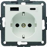 B.x Gniazdo SCHUKO z ładowarką USB A+C 20W PD, biały połysk