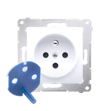 Simon 54 Gniazdo DATA z kluczem uprawniającym 16A z. śrub. biały