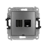MINI Mechanizm gniazda pojedynczego HDMI 2.0 + gniazda komp. poj. 1xRJ45, kat. 5e, 8-stykowy, bez po