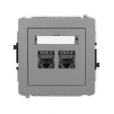 DECO Mechanizm gniazda komputerowego podwójnego 2xRJ45, kat. 7, ekranowany, 8-stykowy szary mat