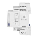 Elektroniczny programator czasowy, 100 programów, 3 języki menu, 1 wyjśćie przekaźnikowe 16A/230V, s OR-PRE-450 ORNO