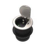 Gniazdo meblowe O6cm wpuszczane w blat z pokrywką, ładowarką USB i przewodem 1,9m, 1x2P+Z (Schuko),
