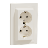 Asfora, gniazdo podwójne schuko, kremowy