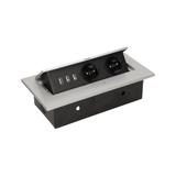 Gniazdo meblowe wpuszczane w blat z grubym rantem 2x2P+Z 3 porty USB srebrne OR-AE-1324/G ORNO