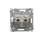 Simon 54 Gniazdo komputerowe podwójne RJ45 kategoria 6 ekranowane z przesłoną przeciwkurzową biały