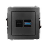 DECO Mechanizm ładowarki USB podwójnej USB C + USB A, 20W max., bez pola opisowego grafitowy