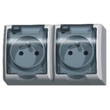 FALA Gniazdo podwójne z uziemieniem wieczko przezroczyste - kolor biały