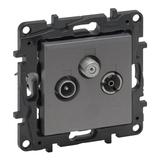 Niloe Step - gniazdo TV-R-SAT przelotowe, 14 dB- kolor stalowy, Legrand